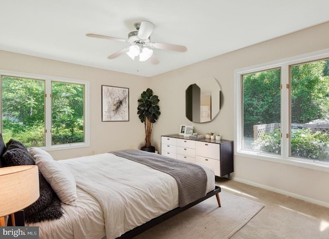 14640 Balsam Ct, Issue, MD 20645 - carpeted bedroom featuring baseboards, multiple windows, and a ceiling fan