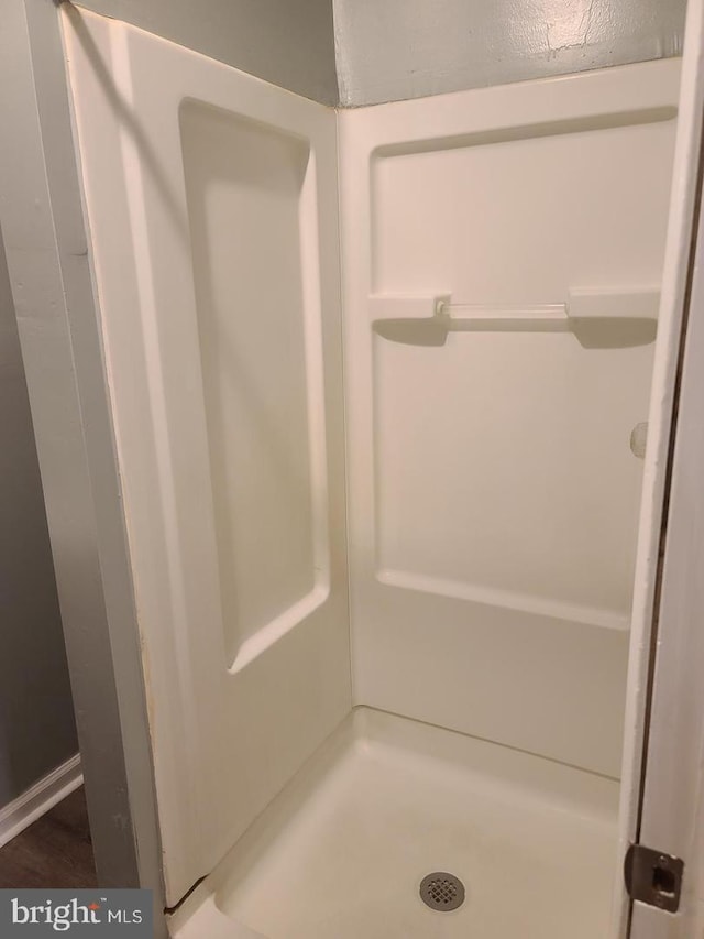 bathroom with a stall shower