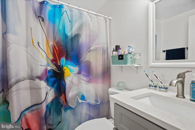 1653 Forest Park, District Heights, MD 20747 - full bathroom with toilet, a textured ceiling, curtained shower, and vanity