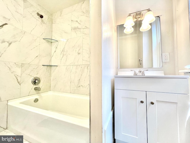 full bathroom with shower / bathing tub combination and vanity