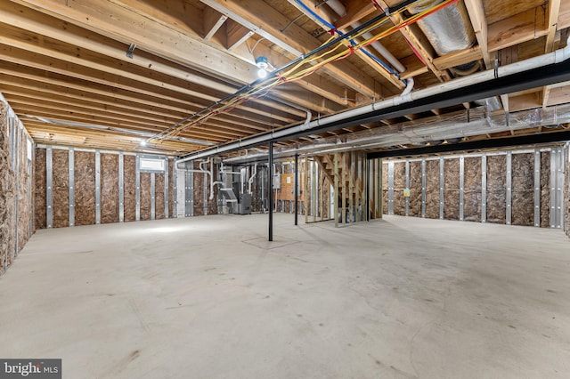 view of unfinished basement