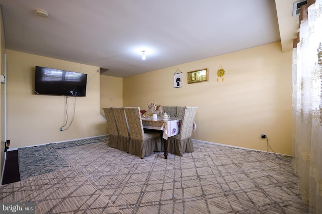 view of carpeted dining room