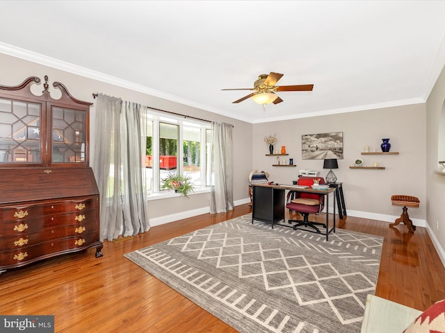 7214 Honeybush Dr, Mount Airy, MD 21771 - office space with wood finished floors, ceiling fan, crown molding, and baseboards