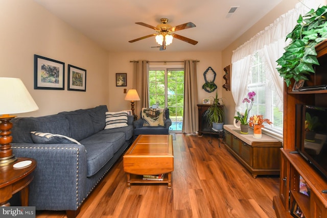 102 Lakebridge Dr, Deptford, NJ 08096 - living room featuring ceiling fan and wood finished floors