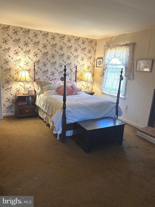 6908 Baltimore Ave, Hyattsville, MD 20782 - carpeted bedroom featuring wallpapered walls and baseboards
