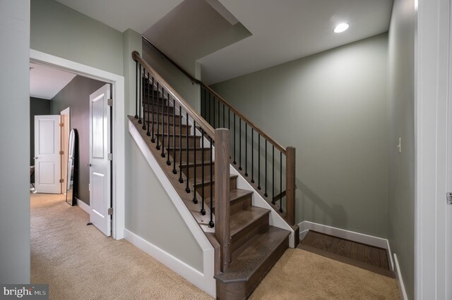 2006 Potomac Ave, Alexandria, VA 22301 - stairs with baseboards, carpet flooring, and recessed lighting