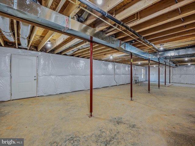 view of unfinished basement