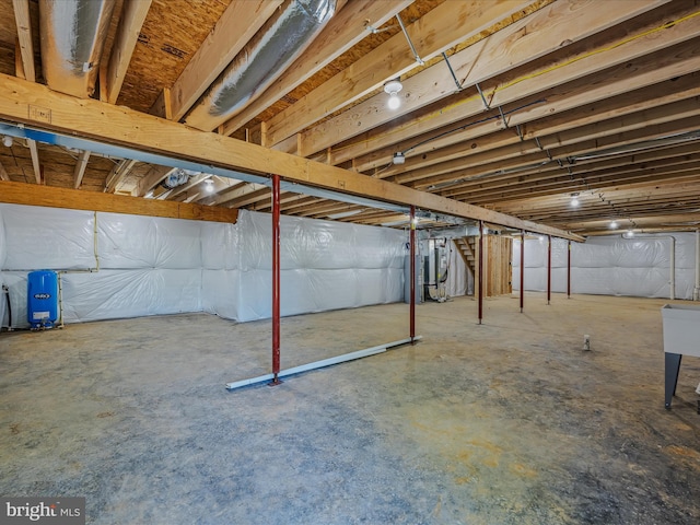 view of unfinished basement