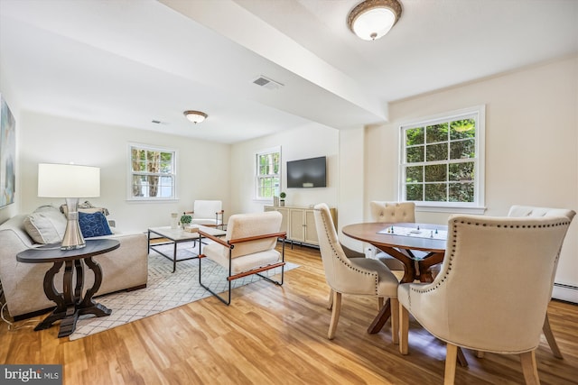 dining room with wood finished floors