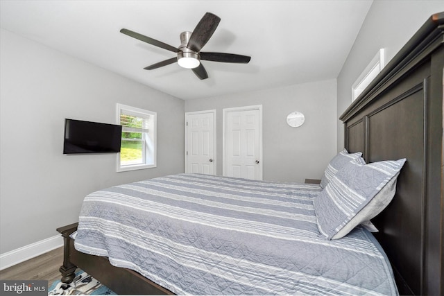 2304 Milltown Rd, Wilmington, DE 19808 - bedroom featuring baseboards, a ceiling fan, and wood finished floors