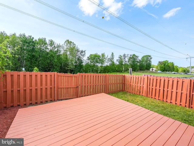 wooden terrace featuring a fenced backyard