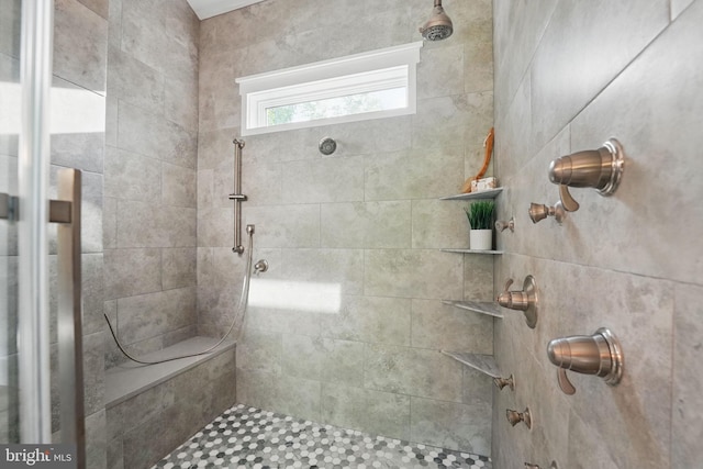 bathroom with a stall shower
