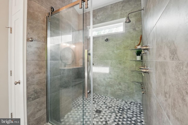 bathroom featuring a stall shower