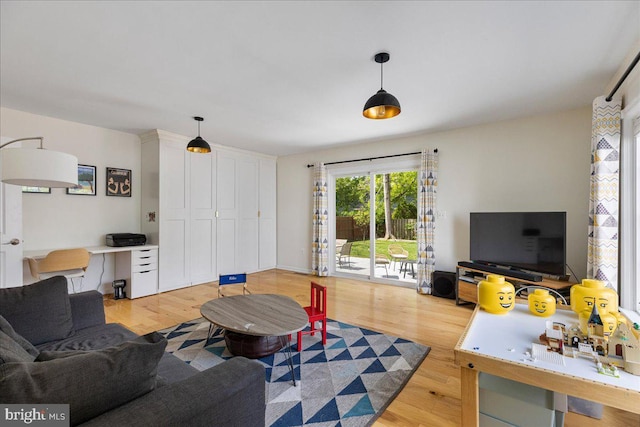 living area with light wood-type flooring