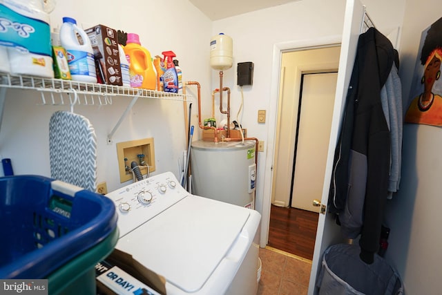 435 N St, Milford, DE 19963 - laundry area featuring tile patterned flooring, laundry area, washer / clothes dryer, and electric water heater