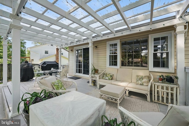 13003 Standish Ct, Woodbridge, VA 22192 - wooden terrace featuring an outdoor living space and area for grilling