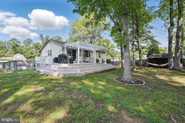 13003 Standish Ct, Woodbridge, VA 22192 - back of house featuring a pergola and a wooden deck