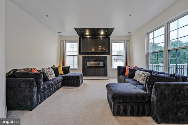 12405 Hillantrae Dr, Clinton, MD 20735 - carpeted living area featuring a glass covered fireplace