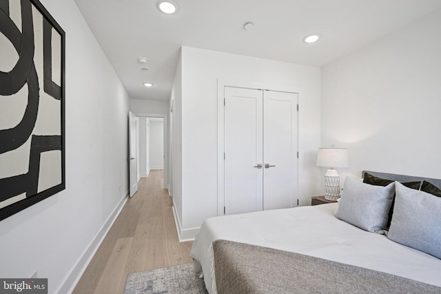 1728 Folsom St Unit A, Philadelphia, PA 19130 - bedroom featuring light wood-style flooring, recessed lighting, baseboards, and a closet