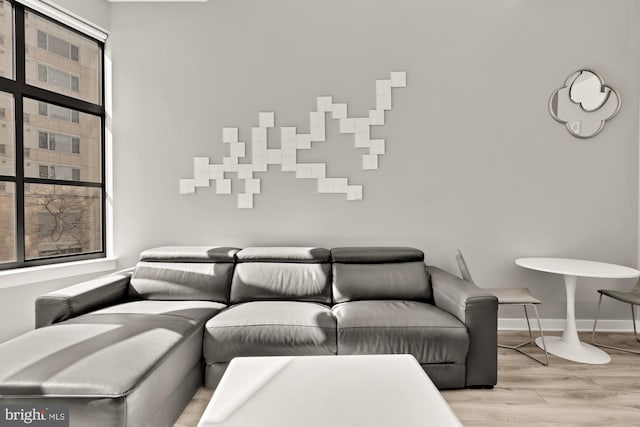 interior space featuring baseboards and wood finished floors
