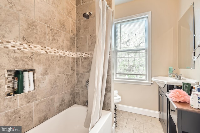 3717 Nortonia Rd, Baltimore, MD 21216 - full bathroom featuring baseboards, vanity, shower / tub combo with curtain, and toilet