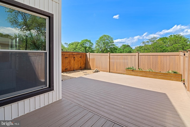 deck featuring a fenced backyard
