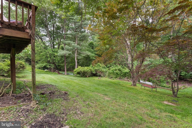 1806 Cranberry Ln, Reston, VA 20191 - view of green lawn with a deck and a view of trees