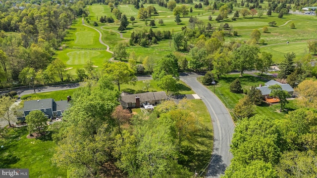 aerial view featuring golf course view