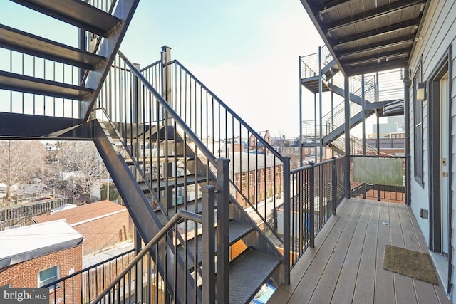 wooden deck with stairway
