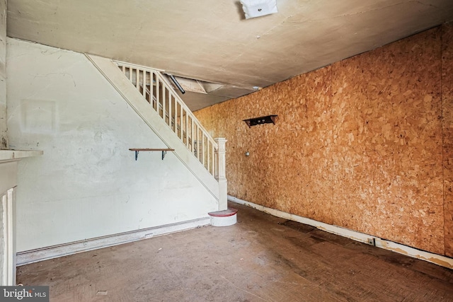 below grade area featuring stairs