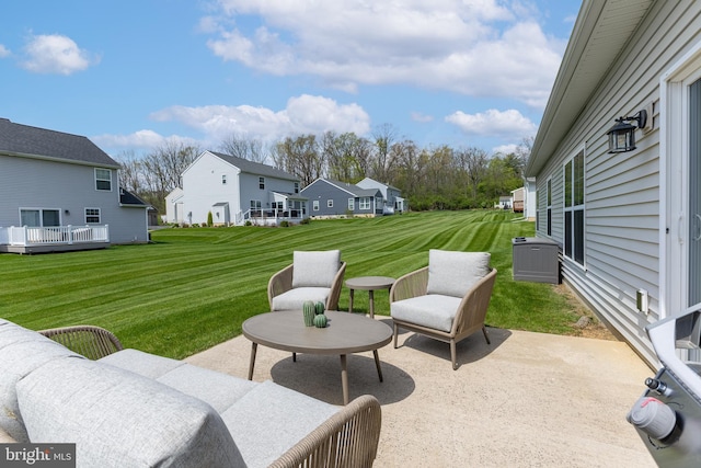 view of patio / terrace featuring a residential view