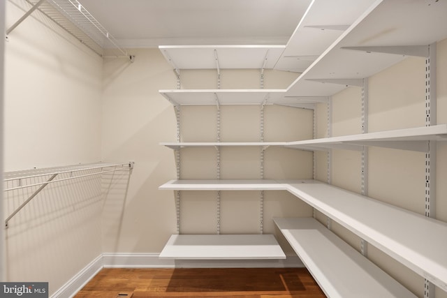 spacious closet with wood finished floors