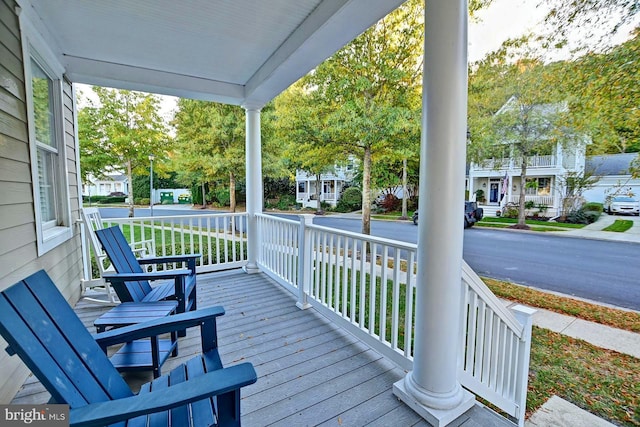 deck with covered porch
