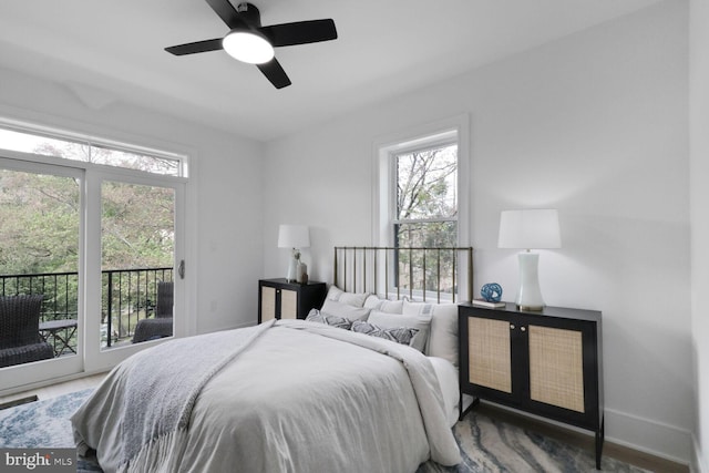 2524 41st St NW Unit 1, Washington, DC 20007 - bedroom with access to outside and a ceiling fan