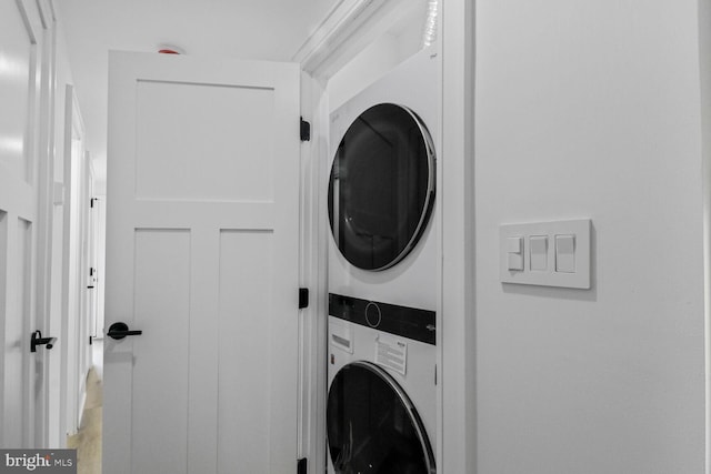 2524 41st St NW Unit 1, Washington, DC 20007 - washroom featuring stacked washer / drying machine and laundry area