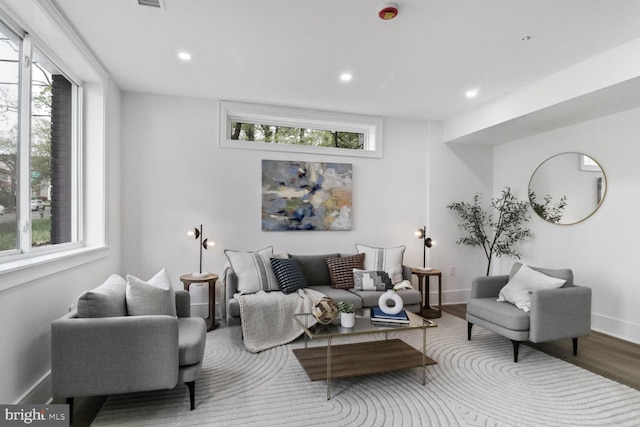 2524 41st St NW Unit 1, Washington, DC 20007 - living room featuring baseboards, a wealth of natural light, and wood finished floors