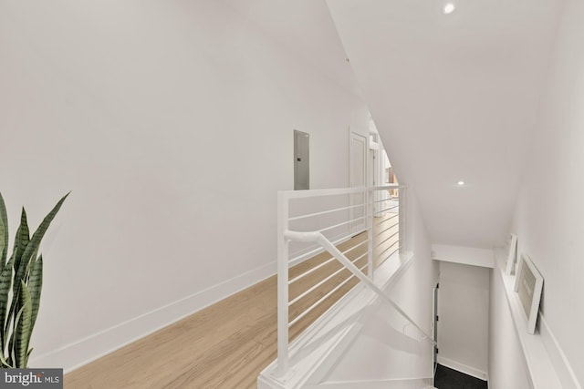4016 Georgia Ave NW Unit 9, Washington, DC 20011 - stairway featuring baseboards, recessed lighting, and wood finished floors
