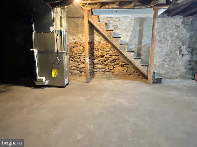 2102 E Dauphin St, Philadelphia, PA 19125 - unfinished below grade area featuring stairs and heating unit