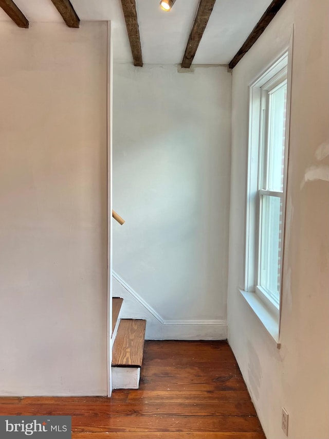 2102 E Dauphin St, Philadelphia, PA 19125 - empty room with beamed ceiling and hardwood / wood-style flooring
