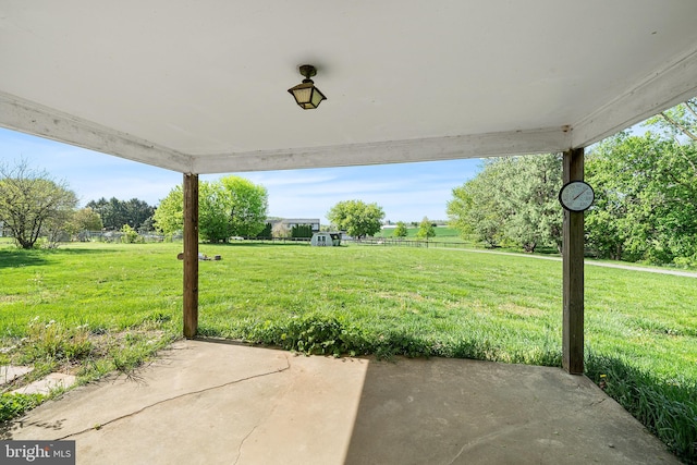 view of patio / terrace featuring a rural view