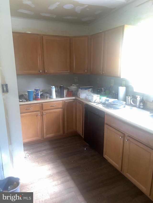 904 S Chester Rd, West Chester, PA 19382 - kitchen with dark wood-style flooring, light countertops, and black dishwasher