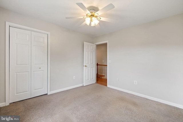 5722 Pond View Ln, Broad Run, VA 20137 - unfurnished bedroom featuring carpet flooring, baseboards, a closet, and ceiling fan