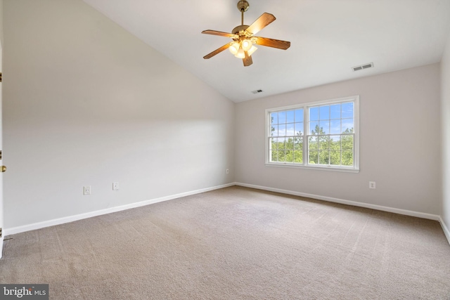 5722 Pond View Ln, Broad Run, VA 20137 - carpeted spare room featuring lofted ceiling, a ceiling fan, and baseboards