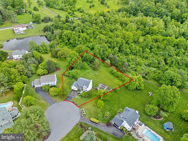 5722 Pond View Ln, Broad Run, VA 20137 - aerial view of property's location with property parcel outlined and a large body of water