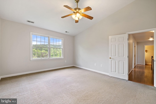 5722 Pond View Ln, Broad Run, VA 20137 - carpeted spare room with ceiling fan, baseboards, and high vaulted ceiling