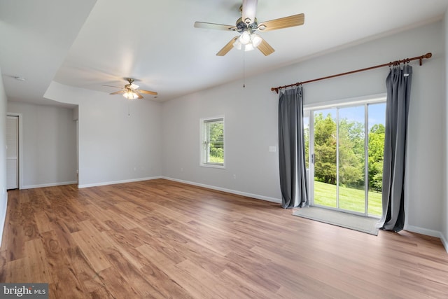 5722 Pond View Ln, Broad Run, VA 20137 - empty room with ceiling fan, light wood-style floors, and baseboards