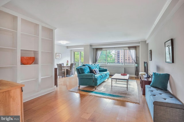 4201 Cathedral Ave NW Unit 616W, Washington, DC 20016 - living area with crown molding, light wood-type flooring, and baseboards