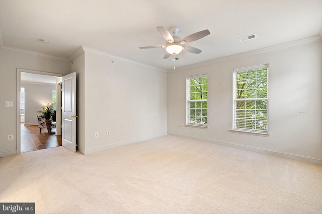 6704 Holly Farm Ln Unit 203, New Baltimore, VA 20187 - carpeted spare room with plenty of natural light, a ceiling fan, baseboards, crown molding, and a smoke detector