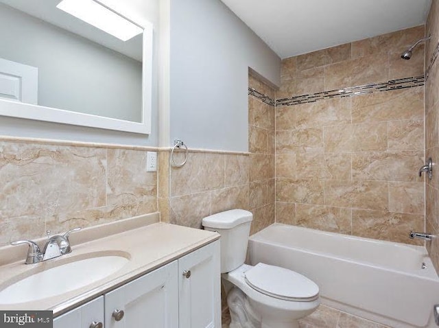 65 N Monastery Ave, Baltimore, MD 21229 - full bathroom with vanity, shower / washtub combination, toilet, and tile walls