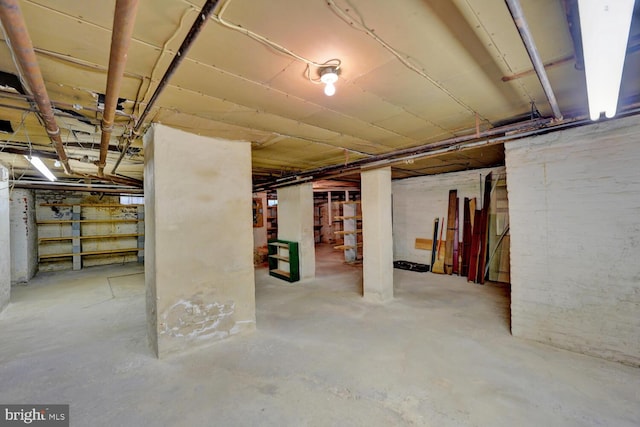 view of unfinished basement